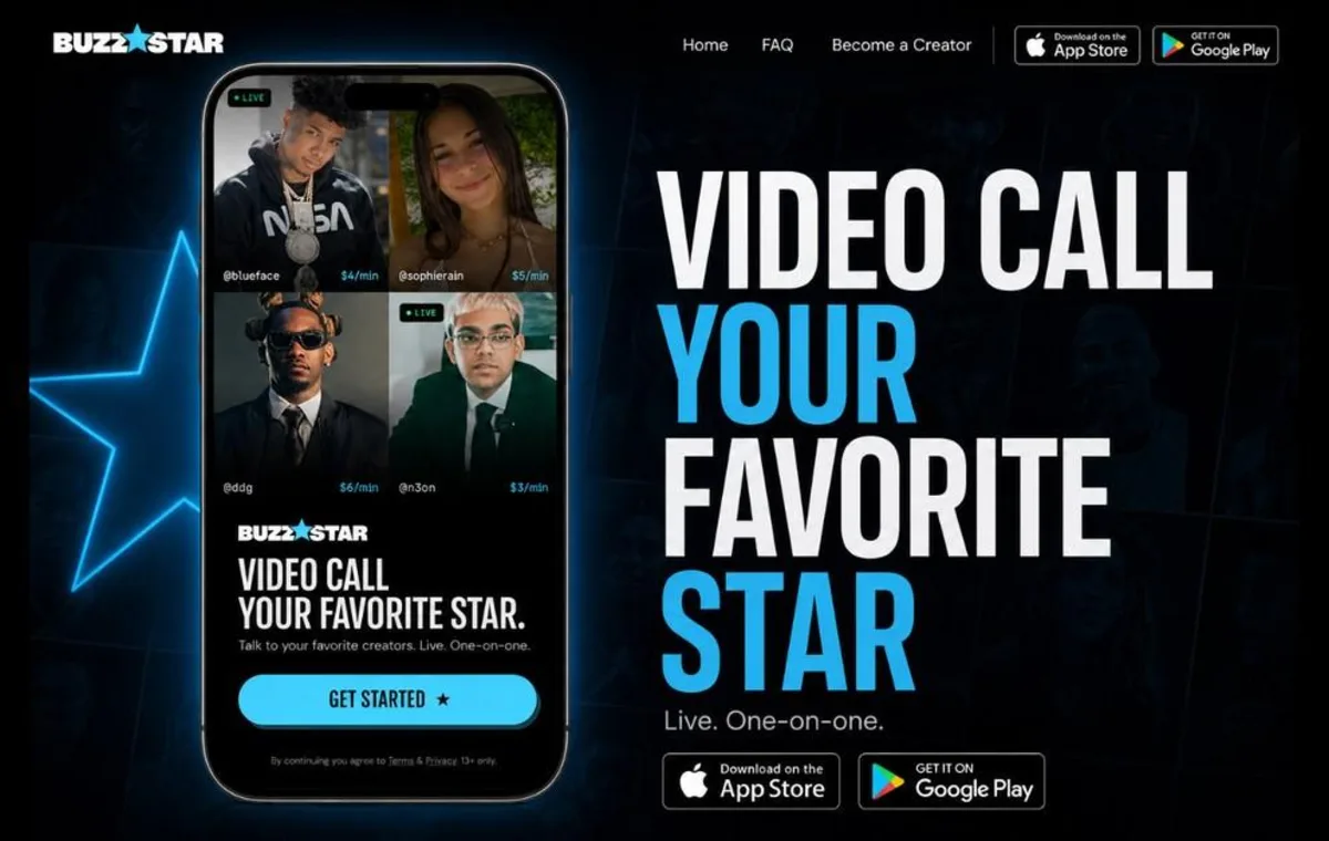 BuzzStar live fan-access platform shown across desktop and mobile screens